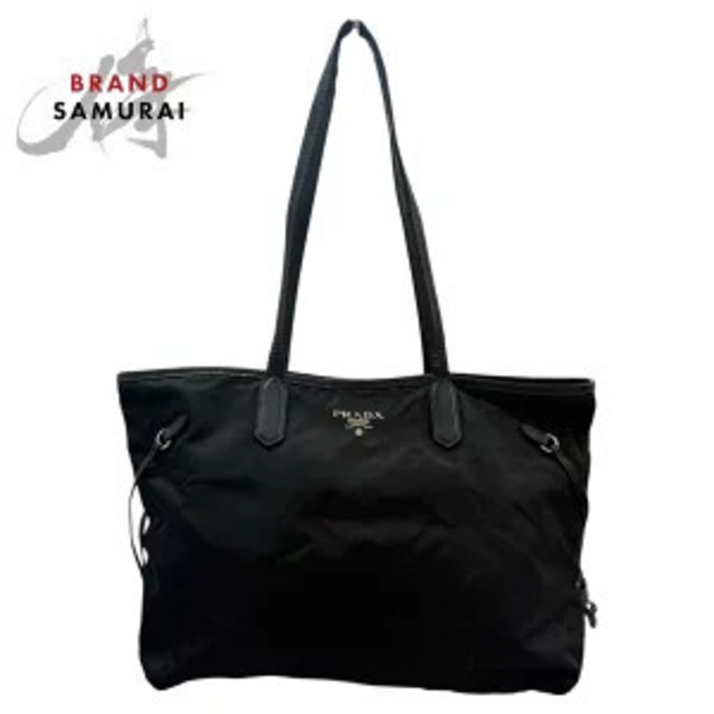 Prada Tessuto Saffiano Black Leather Tote Bag Shoulder